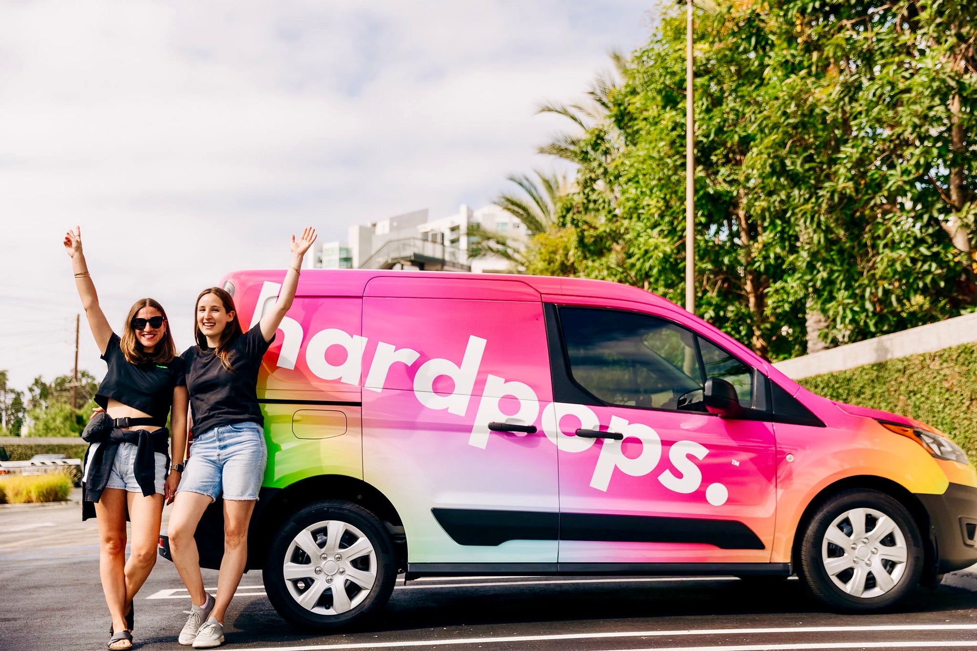 hardpops origin story - founders Gabrielle Mustapich and Sheereen Price with the hardpops mobile